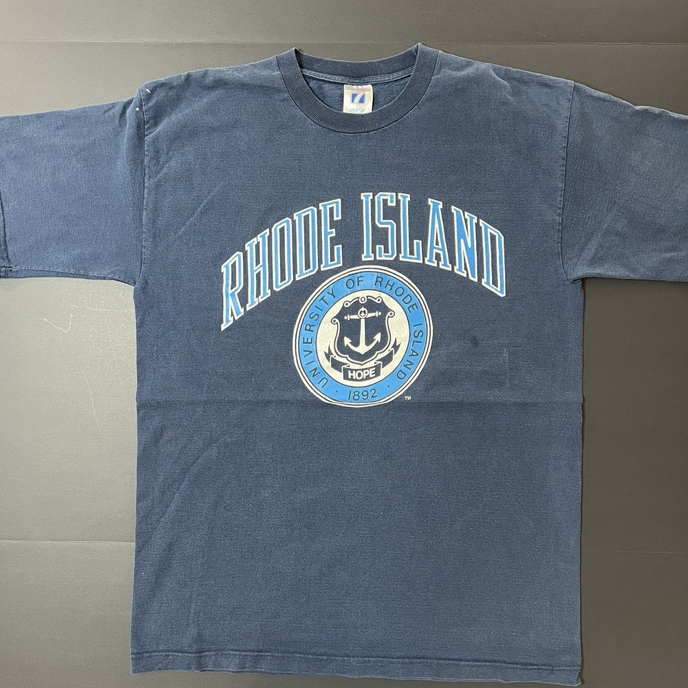 Vintage University‎ Of Rhode Island Tshirt Men's L Logo7 Blue Faded